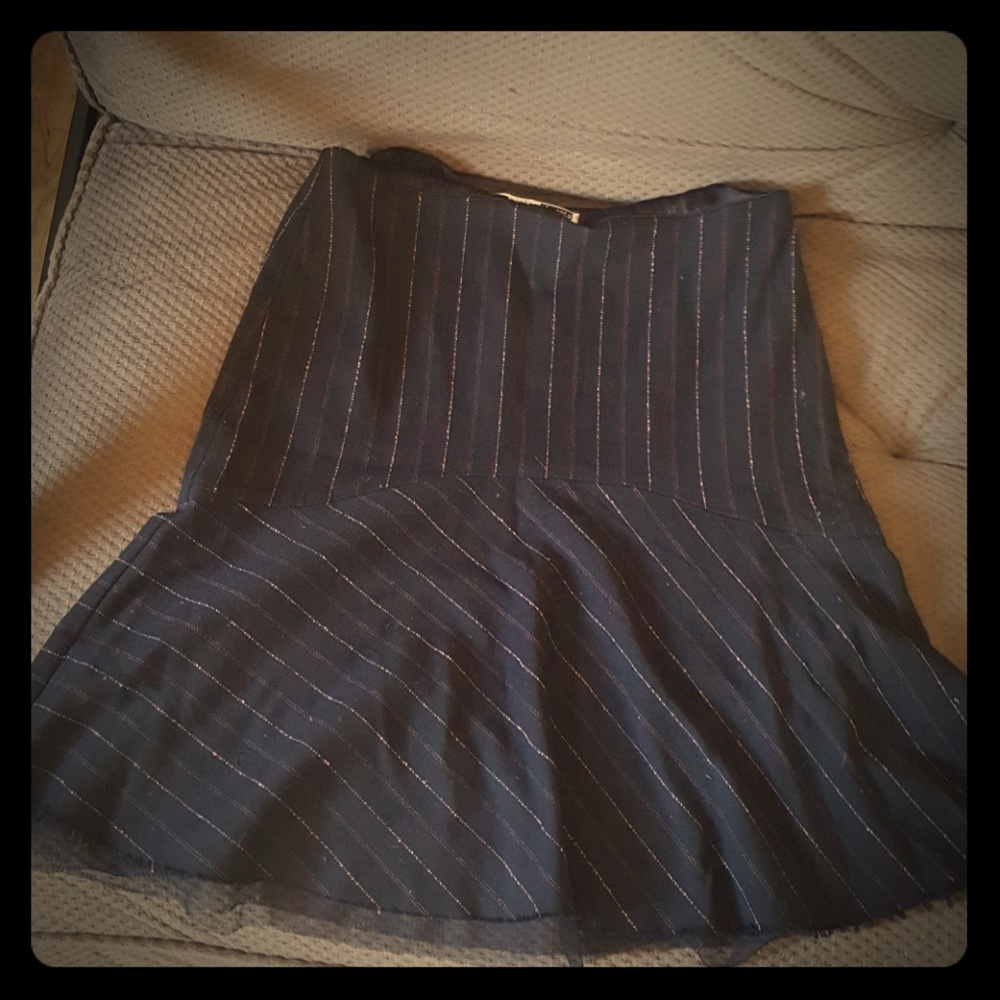 Pinstriped midi skirt